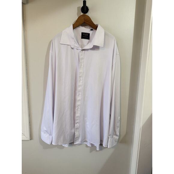 Flex Mens Luxury Collection White Long Sleeve Button Down Shirt 4XL - Picture 1 of 7